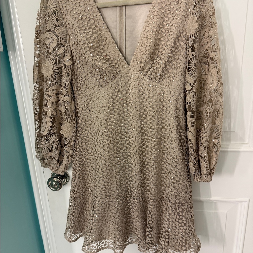 Elegant Beige Lace Dress